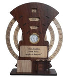 Wooden Calendar Clock Desk Organizer