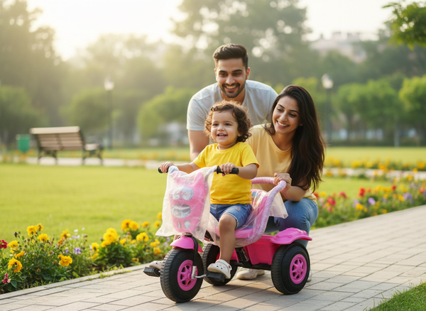 Pink Kids Tricycle with Push Handle - Safe Toddler Ride-On Toy