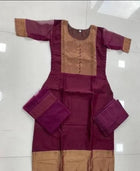 Premium Wine Chiffon Jacquard Kurti Pant Set with Net Dupatta – Elegant 3-Piece Stitched Suit for Women