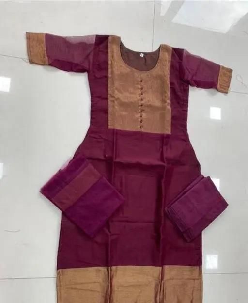 Premium Wine Chiffon Jacquard Kurti Pant Set with Net Dupatta – Elegant 3-Piece Stitched Suit for Women