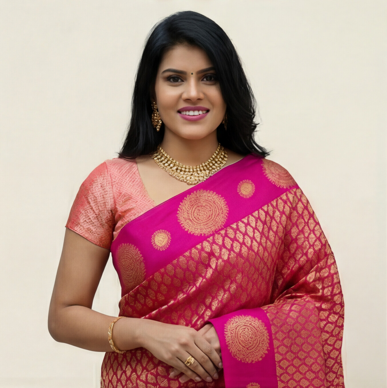 Exquisite Pink Jacquard Silk Saree with Woven Zari Work – Traditional Festive Wear Saree for Women (6.3M with Blouse)