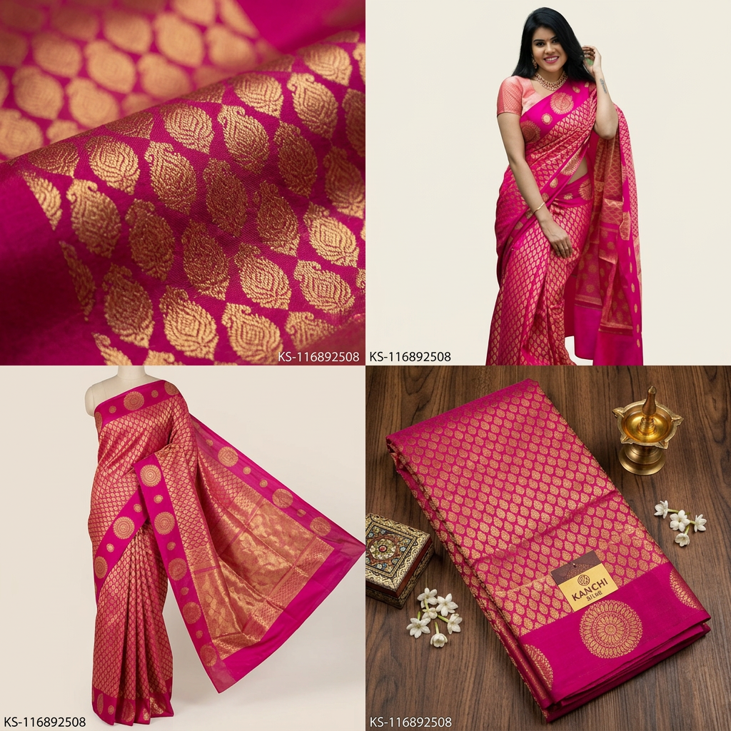 Exquisite Pink Jacquard Silk Saree with Woven Zari Work – Traditional Festive Wear Saree for Women (6.3M with Blouse)