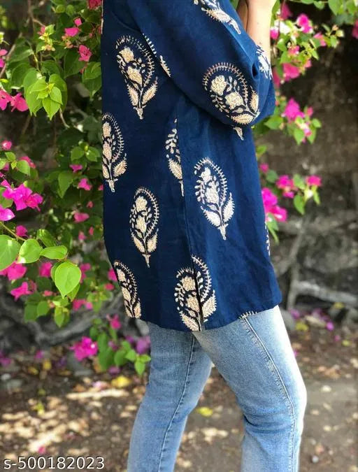 Trendy Block Print Casual Kurtis