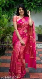 Exquisite Pink Jacquard Silk Saree with Woven Zari Work – Traditional Festive Wear Saree for Women (6.3M with Blouse)