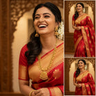 Pink-Gold Dual Tone Tissue Kanjivaram Pure Silk Saree with Meenakari Floral Jaal Brocade and Zari Border