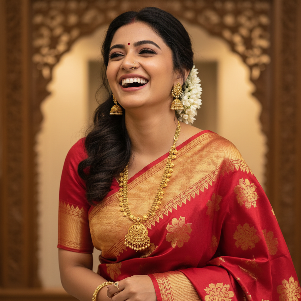 Pink-Gold Dual Tone Tissue Kanjivaram Pure Silk Saree with Meenakari Floral Jaal Brocade and Zari Border