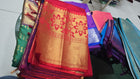 Pink-Gold Dual Tone Tissue Kanjivaram Pure Silk Saree with Meenakari Floral Jaal Brocade and Zari Border